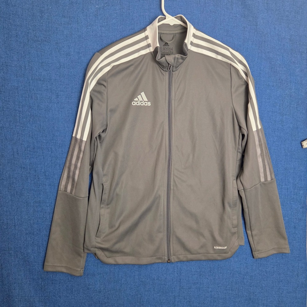 Adidas Aeroready Primegreen Gray Full Zip Track Jacket Youth XL 13-14Y Women's S